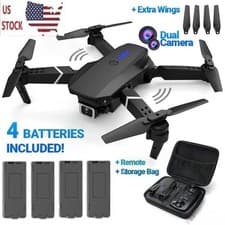 Drone 2025 4K HD Dual Camera WiFi FPV RC Foldable Quadcopter 4 Batteries