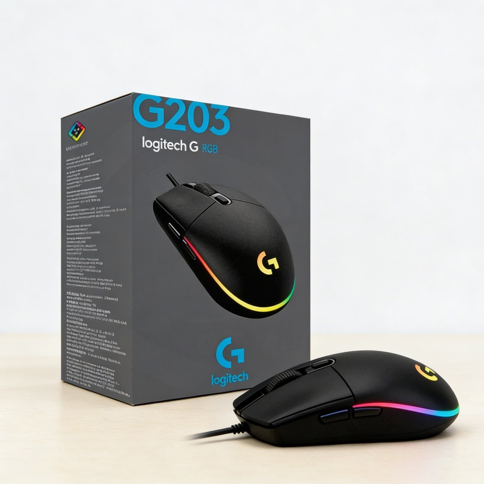 Logitech LIGHTSYNC Wired Gaming Mouse – 8000 DPI RGB MOBA FPS Mouse Black