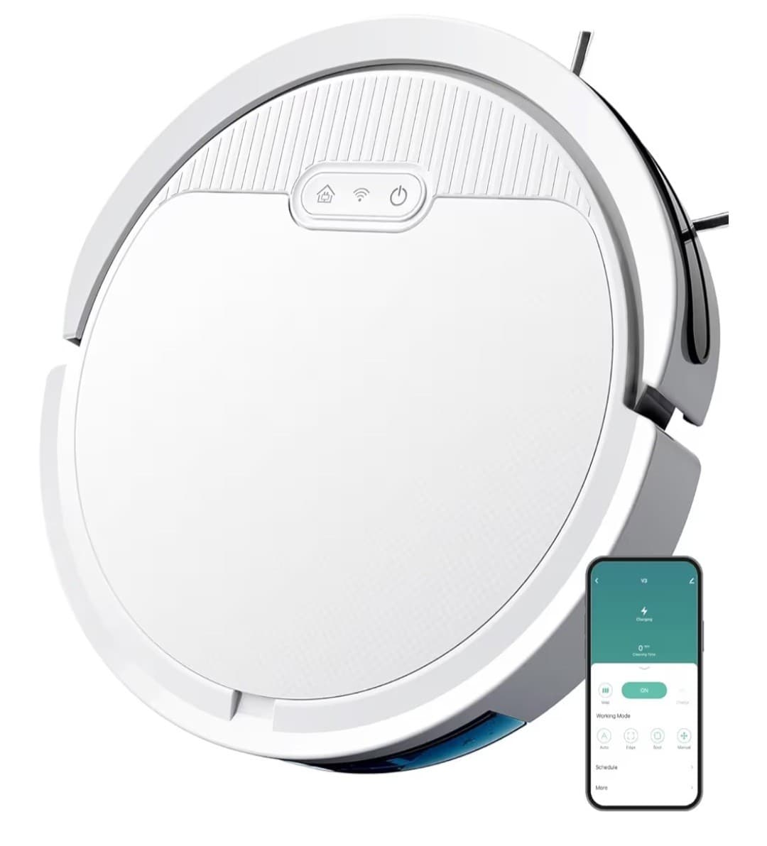 Pureatic V3 Robot Vacuum Cleaner Mop 5000 Pa Strong Suction White W remote