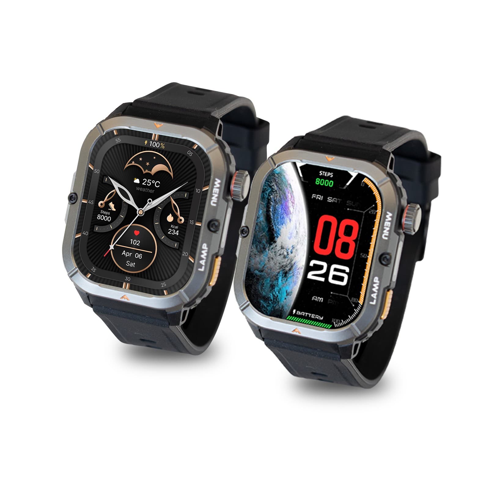 AGM Legion 3 Smart Watch 1.95'' AMOLED Screen 5 ATM Waterproof 100 Sports Modes