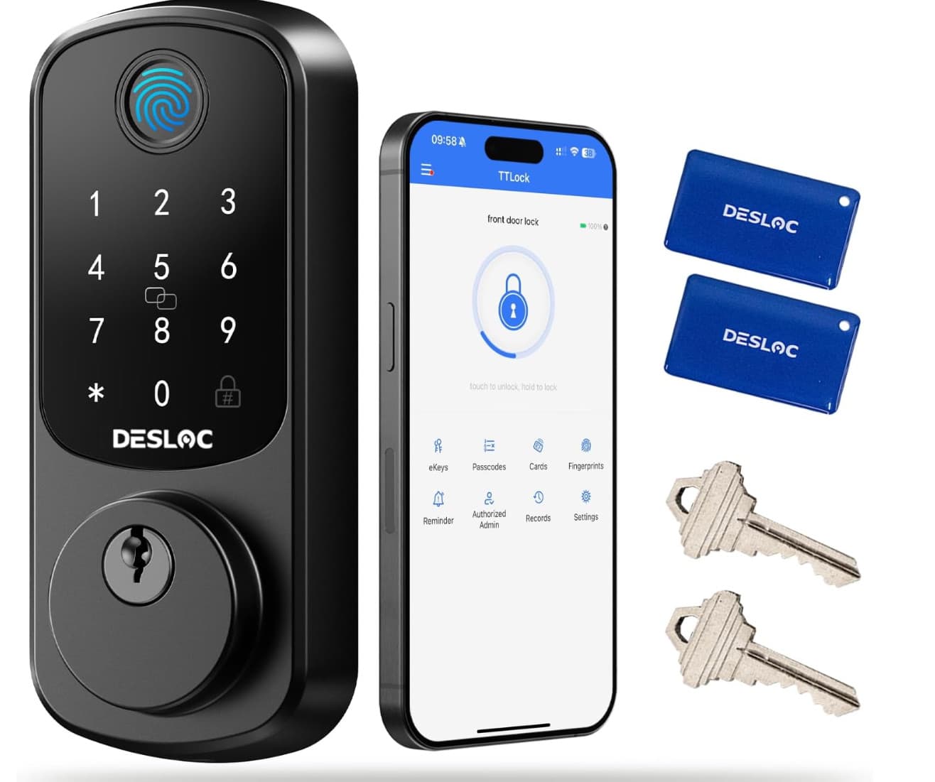 DESLOC Smart Door Lock , Smart Deadbolt Lock, Keyless Entry Door Lock