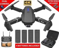 Rc Drone 4K HD Dual Camera WiFi FPV Foldable Quadcopter 4 Battery