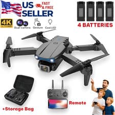 4K HD Camera Drone WiFi FPV RC Foldable Dual Camera 4 Batteries