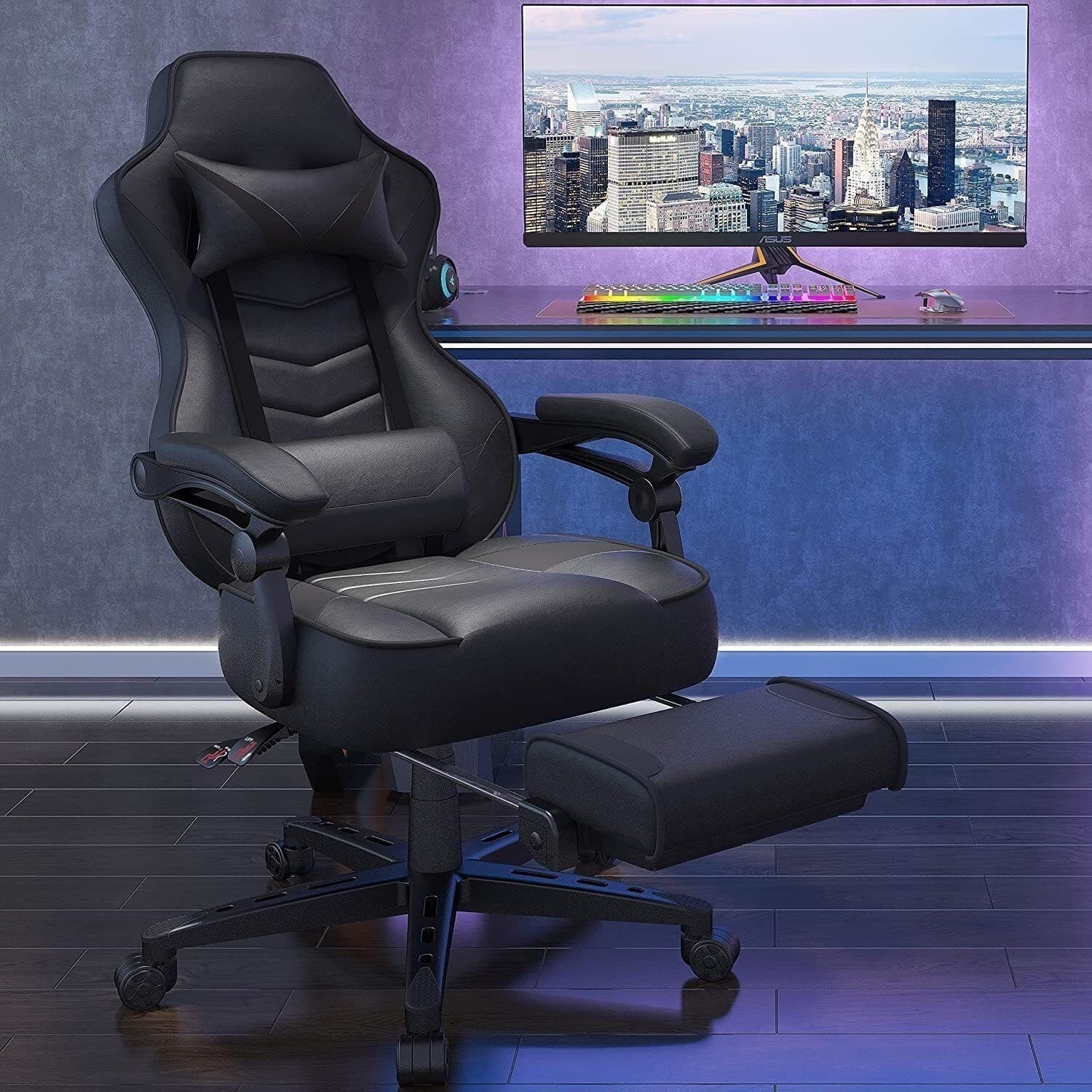 ELECWISH Ergonomic Gaming Chair Footrest Lumbar Support Recliner Office