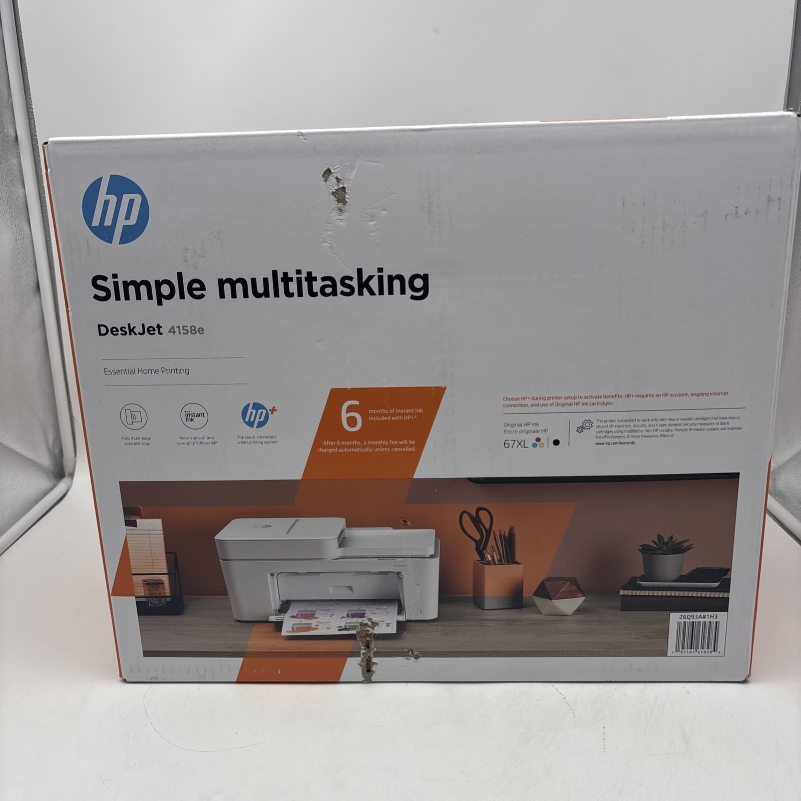 HP DeskJet 4158e Wireless All-In-One Inkjet Printer Box Damage