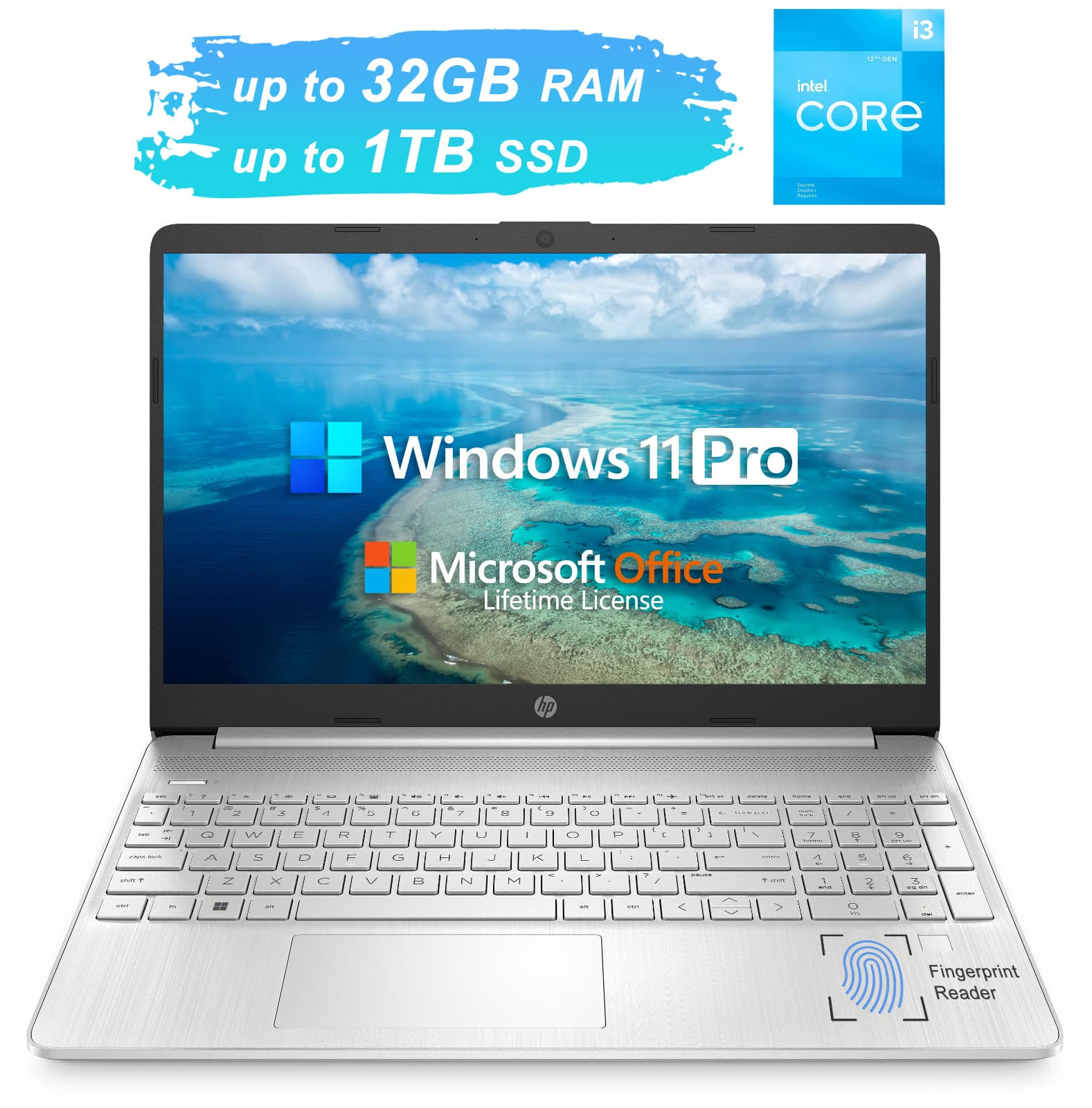 HP 15.6" FHD Laptop, 6-Core Intel i3 4.4GHz & , Win 11 Pro