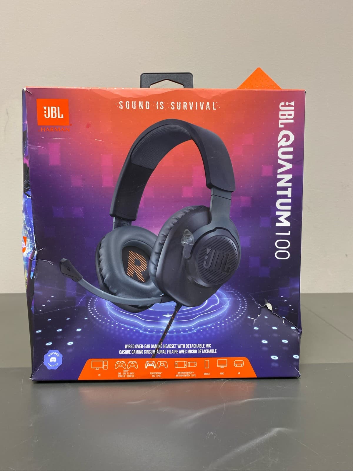 JBL JBLQUANTUM100BLKAM Quantum 100 Wired Gaming Headset - Over-Ear - Stereo - 32