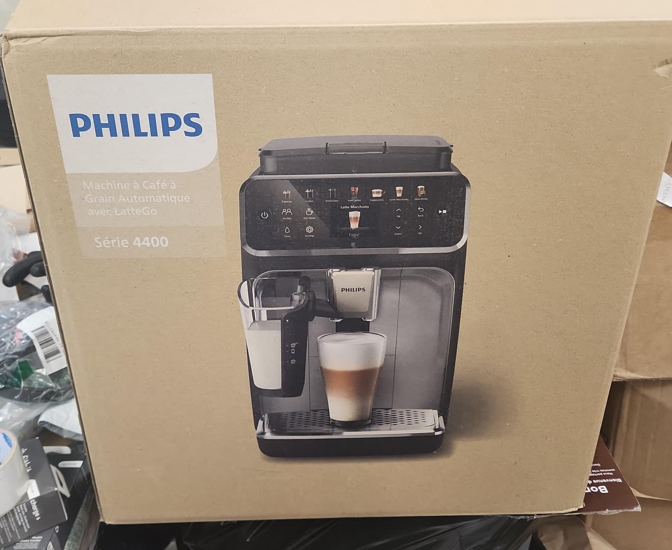 Philips 4400 Grey Chrome LatteGo Automatic Espresso Machine EP4444 90