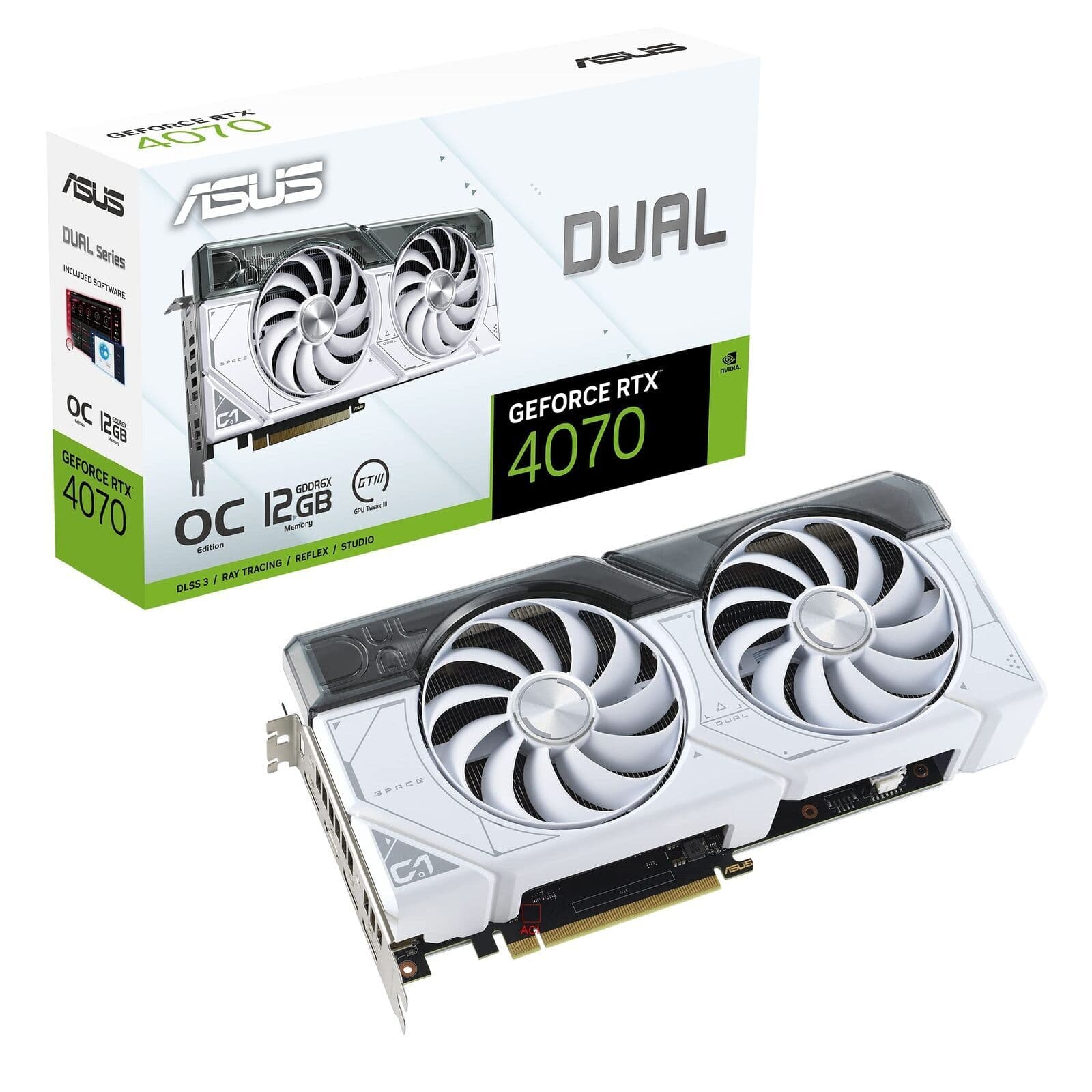 ASUS NVIDIA GeForce RTX 4070 Dual OC White GDDR6X Gaming Graphics Card