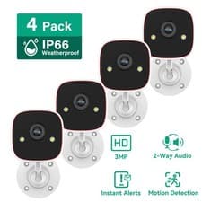 4-Pack Wireless 2.4G WiFi Security Camera System Smart Outdoor Night Vision 3MP