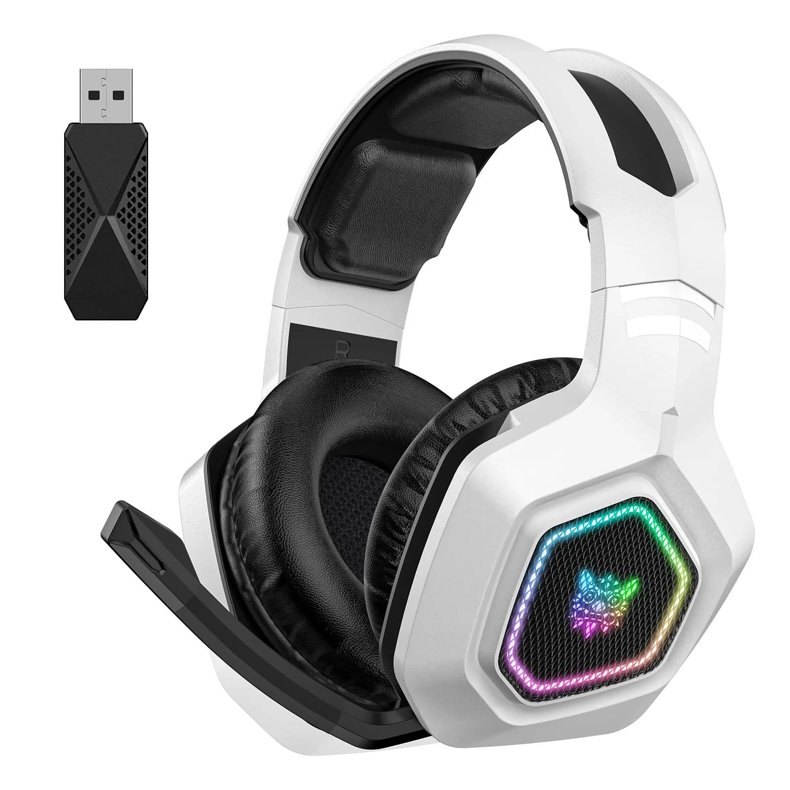 ONIKUMA RGB Wireless Wired Bluetooth Gaming Headset Headphones w Mic White