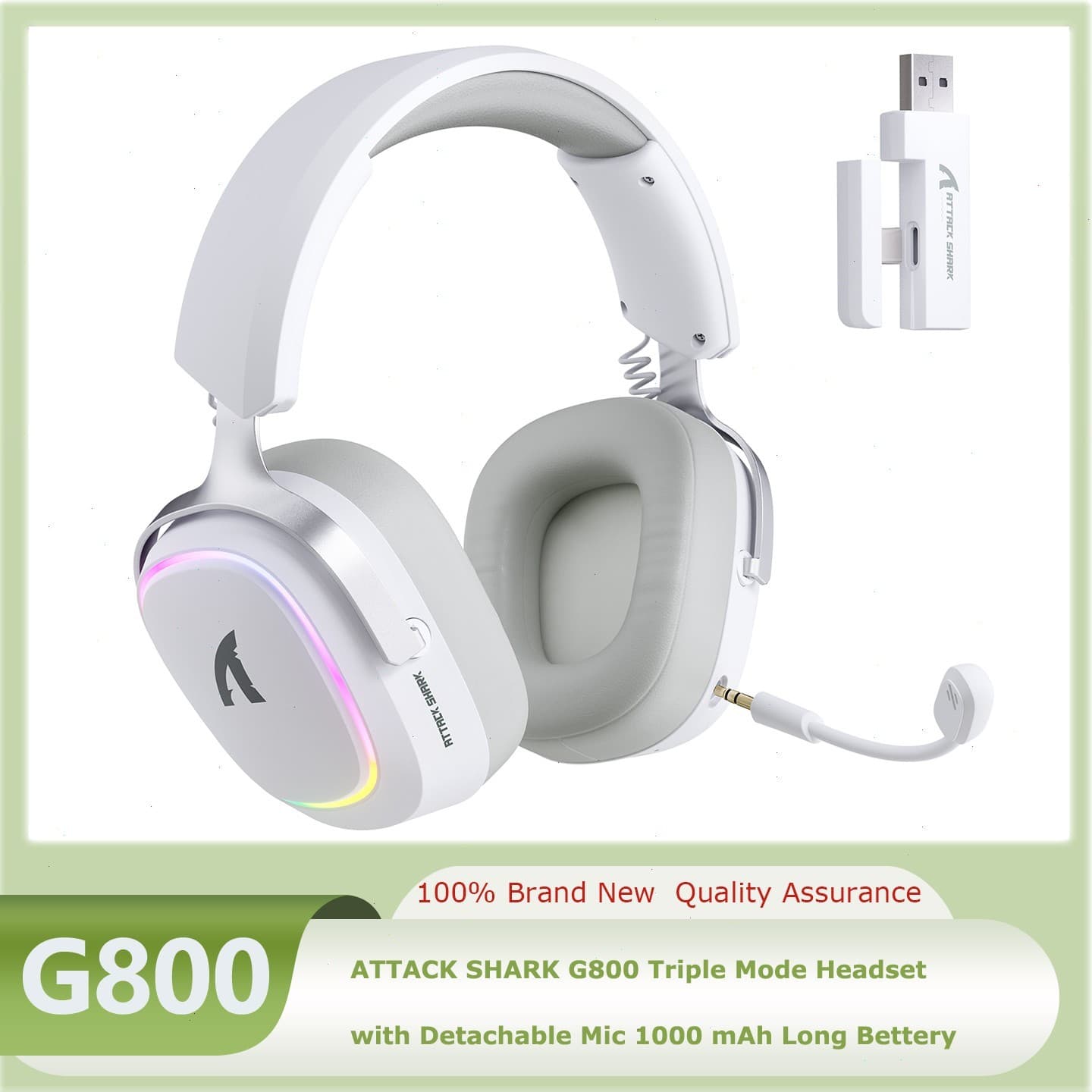 ATTACK SHARK RGB Wireless Gaming Headphones Mic PS4 PS5 Switch Xbox