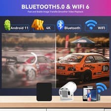4K 1080P Mini Projector 10000 Lumen LED WiFi Bluetooth UHD Portable Home Theater 5