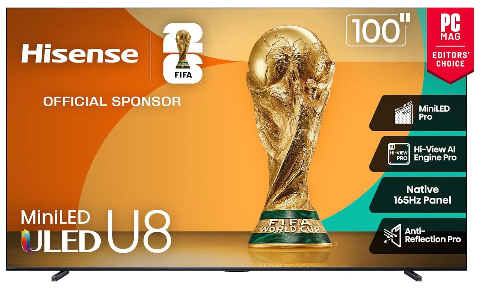 Hisense 100" Class U8 Mini-LED ULED 4K UHD Google Smart TV (100U8QG, 2025 Model)