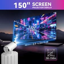 4K 1080P Mini Projector 10000 Lumen LED WiFi Bluetooth UHD Portable Home Theater 3