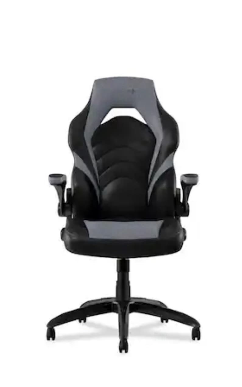 Staples Emerge Vortex Bonded Leather Ergonomic Gaming Chair, Black and Gray