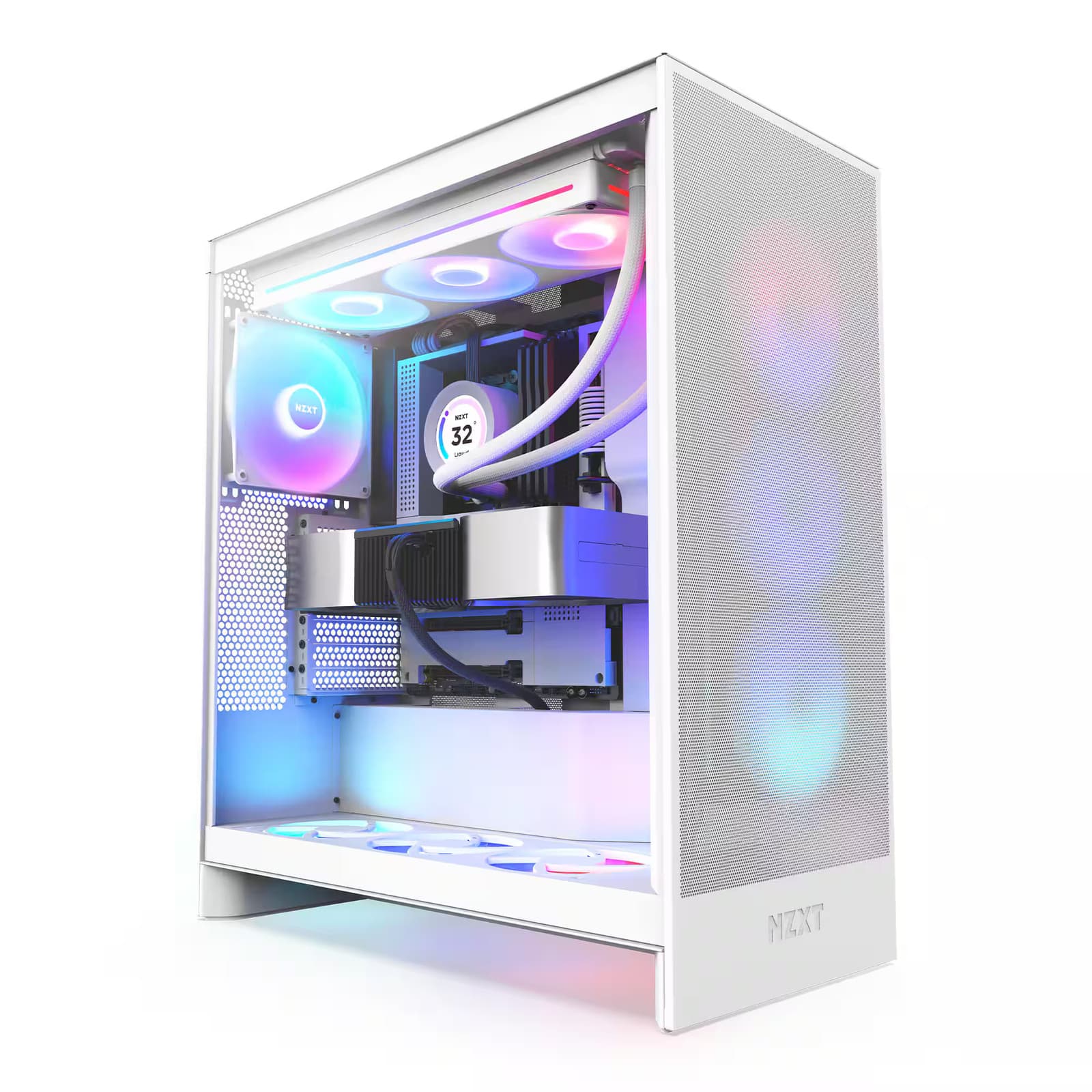NZXT H7 Flow 2024 Mid-Tower ATX PC Case RGB Fans