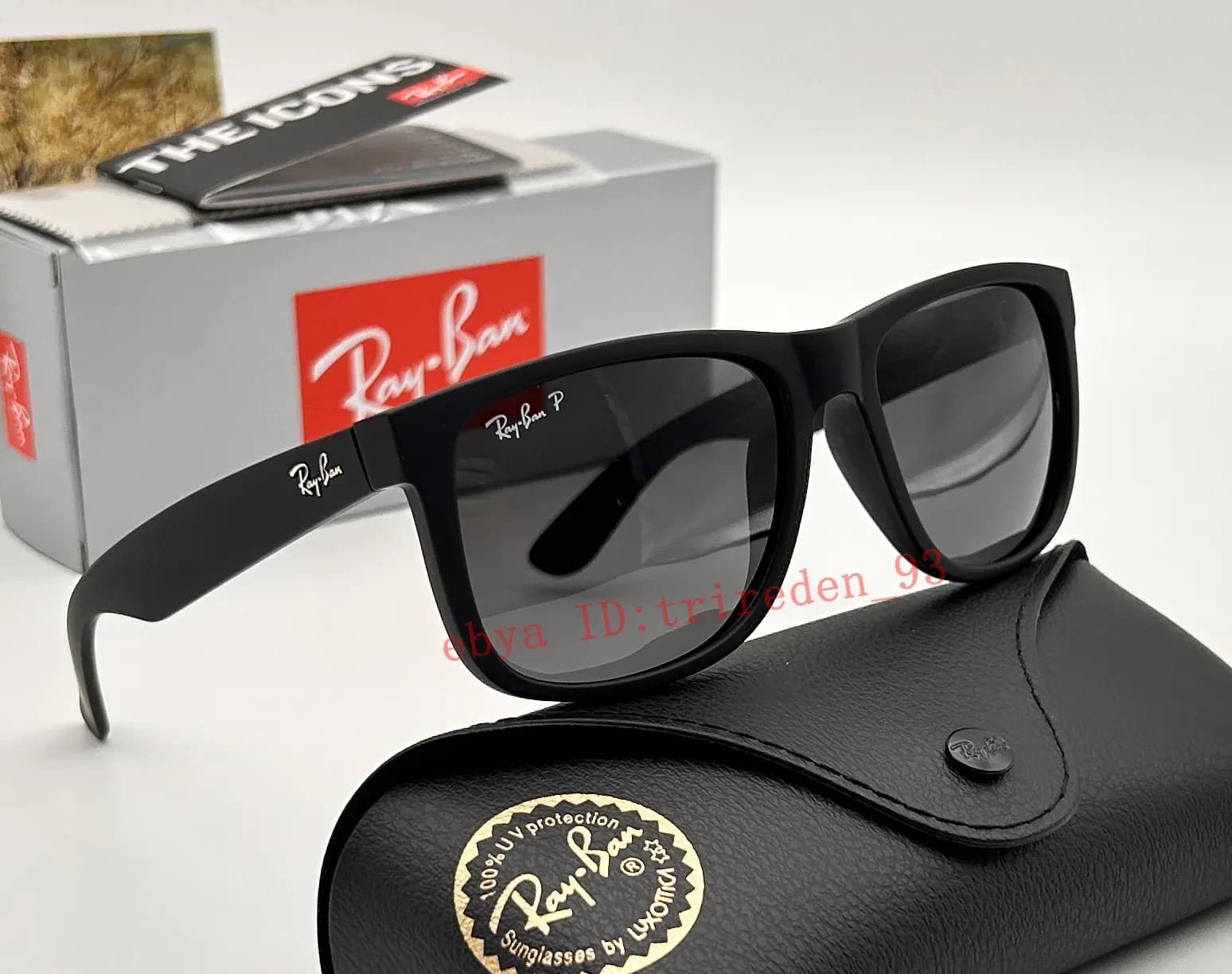 Ray-Ban RB4165 Justin 622 2V Polarized Sunglasses Matte Black Grey 54mm 100% UV