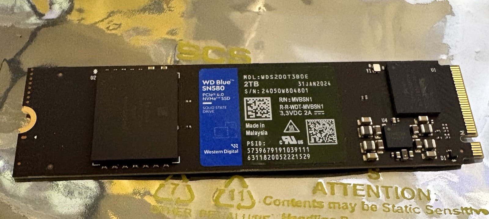Western Digital WD Blue SN580 M.2 NVMe Internal SSD (WDS200T3B0E)