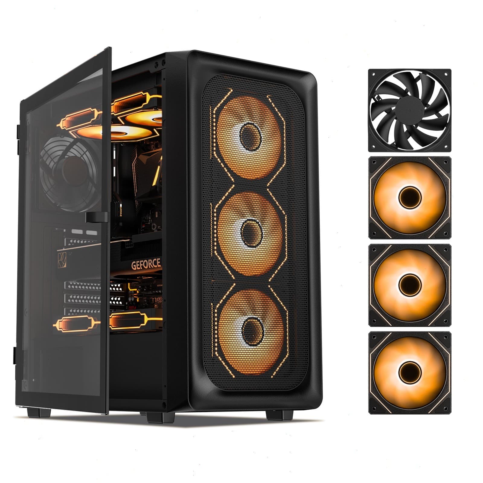 DARKROCK EC2 ATX PC Case 3 Black Infinity Design Fan & 1 Black Fan