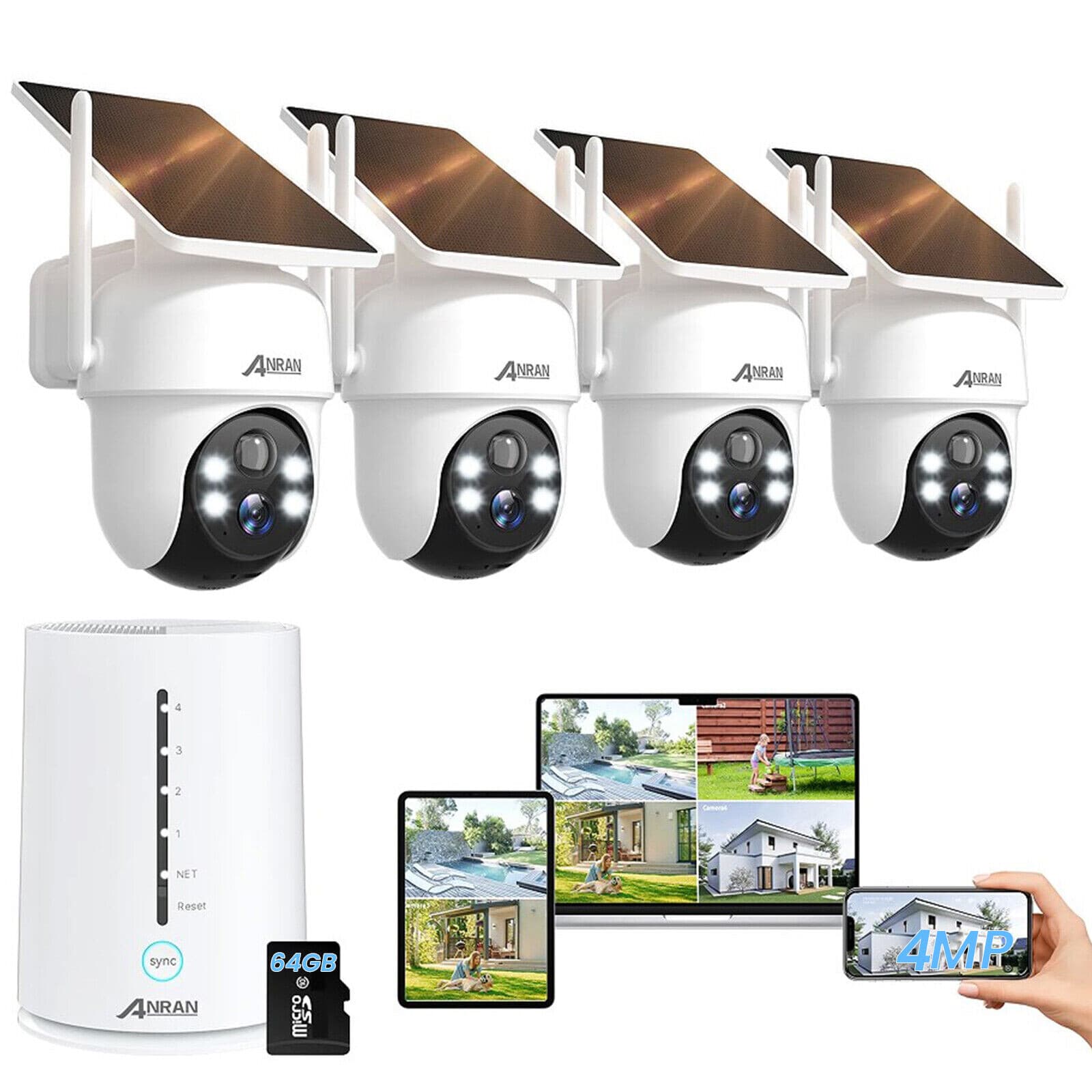 ANRAN Wireless Outdoor Security Camera System Solar Battery Powered Wifi Cameras