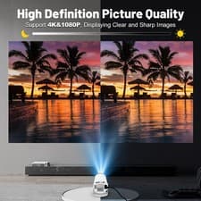 Mini Projector WIFI 6 and Bluetooth 4K 1080P 130'' Screen Movie Projector 10