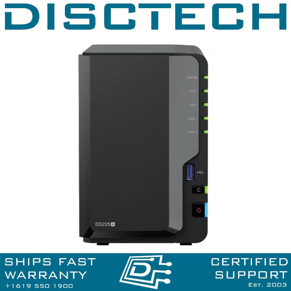Synology 4TB DiskStation DS224+ 2-Bay SATA Quad Core Encrypted NAS Server w/ 2x 2TB SATA SSDs and 6GB RAM