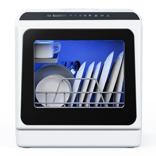 Simzlife Countertop Dishwasher – 5L Tank, 5 Programs, Air-Dry, 4 Place Setting