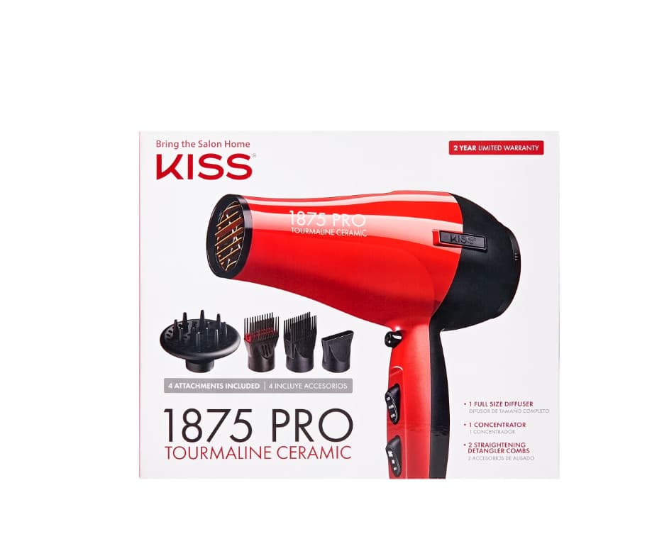 KISS 1875 Watt Pro Tourmaline Ceramic Styling Edition Hair Dryer, 5 Pieces