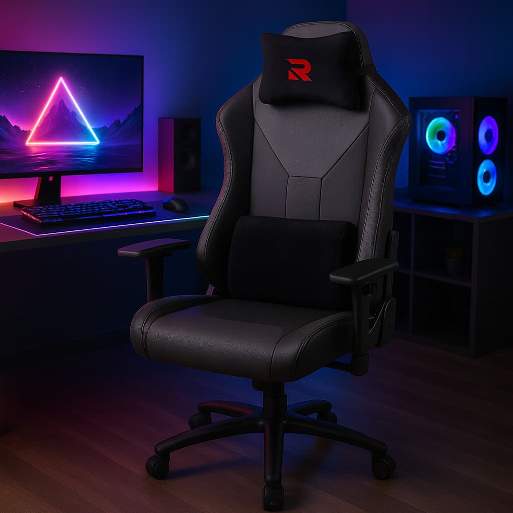 Rimiking Gaming Chair - Carbon Grey, Ergonomic. Vibrating Seat Pillow