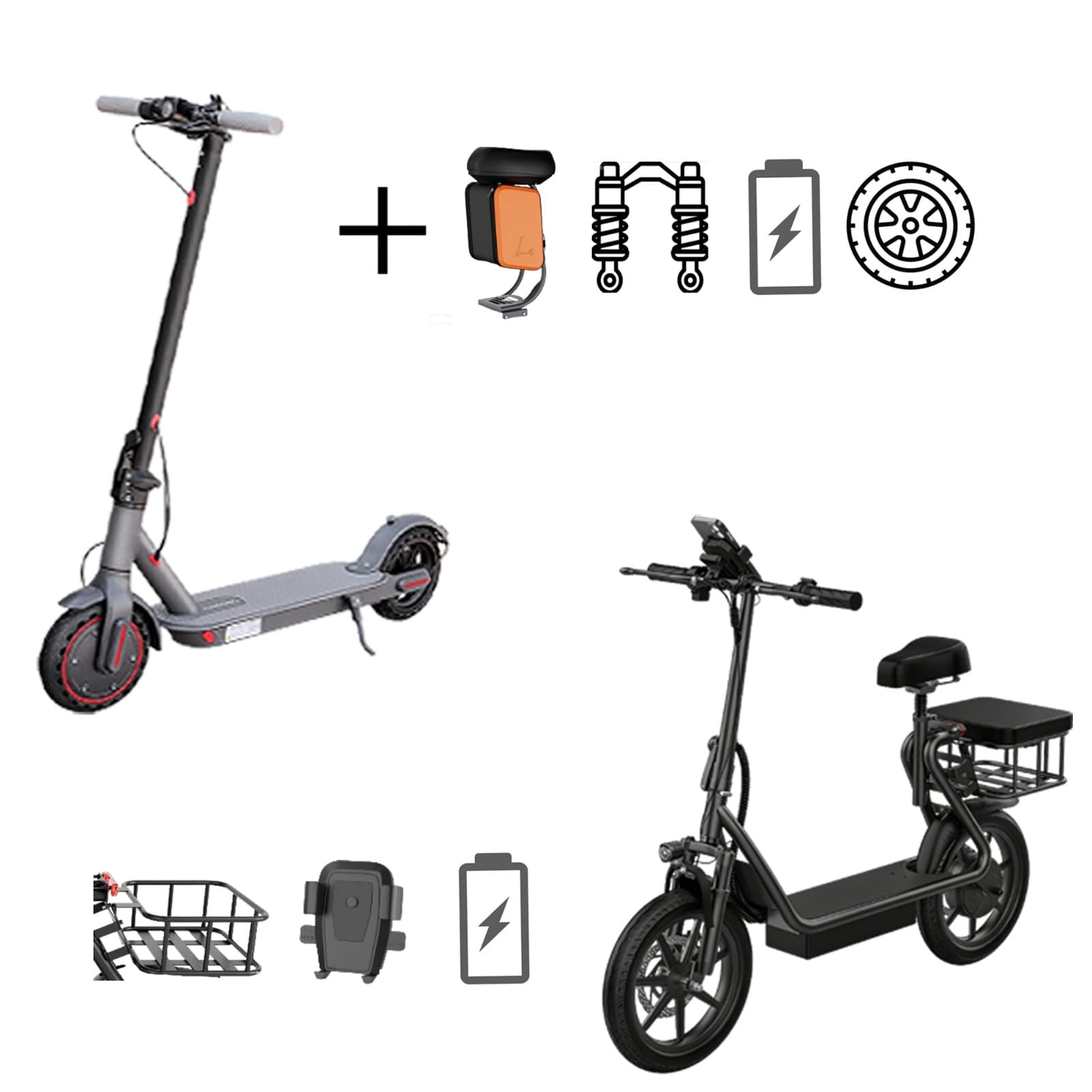 LADPED Electric Scooter Adults Kids 350W 500W Foldable 19-22MPH Dual Suspension