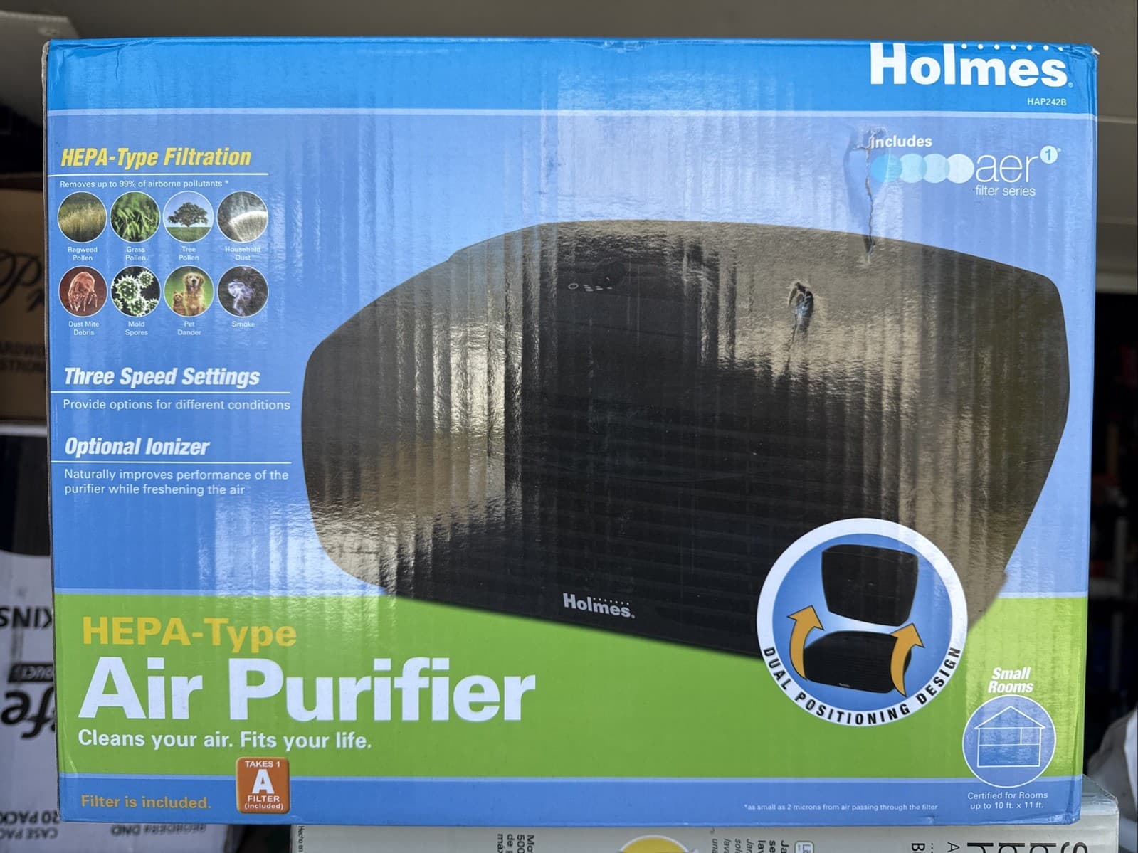 Holmes Desktop HEPA-Type , 3 Speeds plus Optional Ionizer small Air Purifier,...