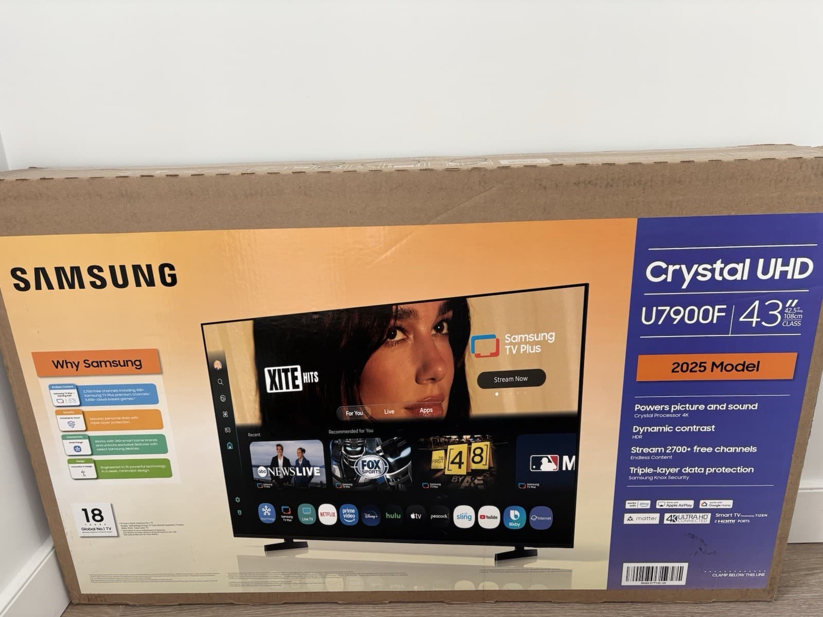 Samsung 43" Crystal UHD LED 4K Smart TV 2025 Netflix YouTube Hulu