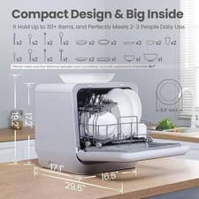 Compact Countertop Dishwasher 6 Programs & Built-In Water Tank - Easy Use 4
