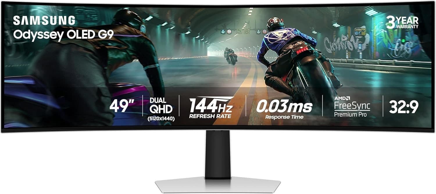 Samsung 49" G9 OLED Curved Gaming Monitor 144Hz G-Sync FreeSync