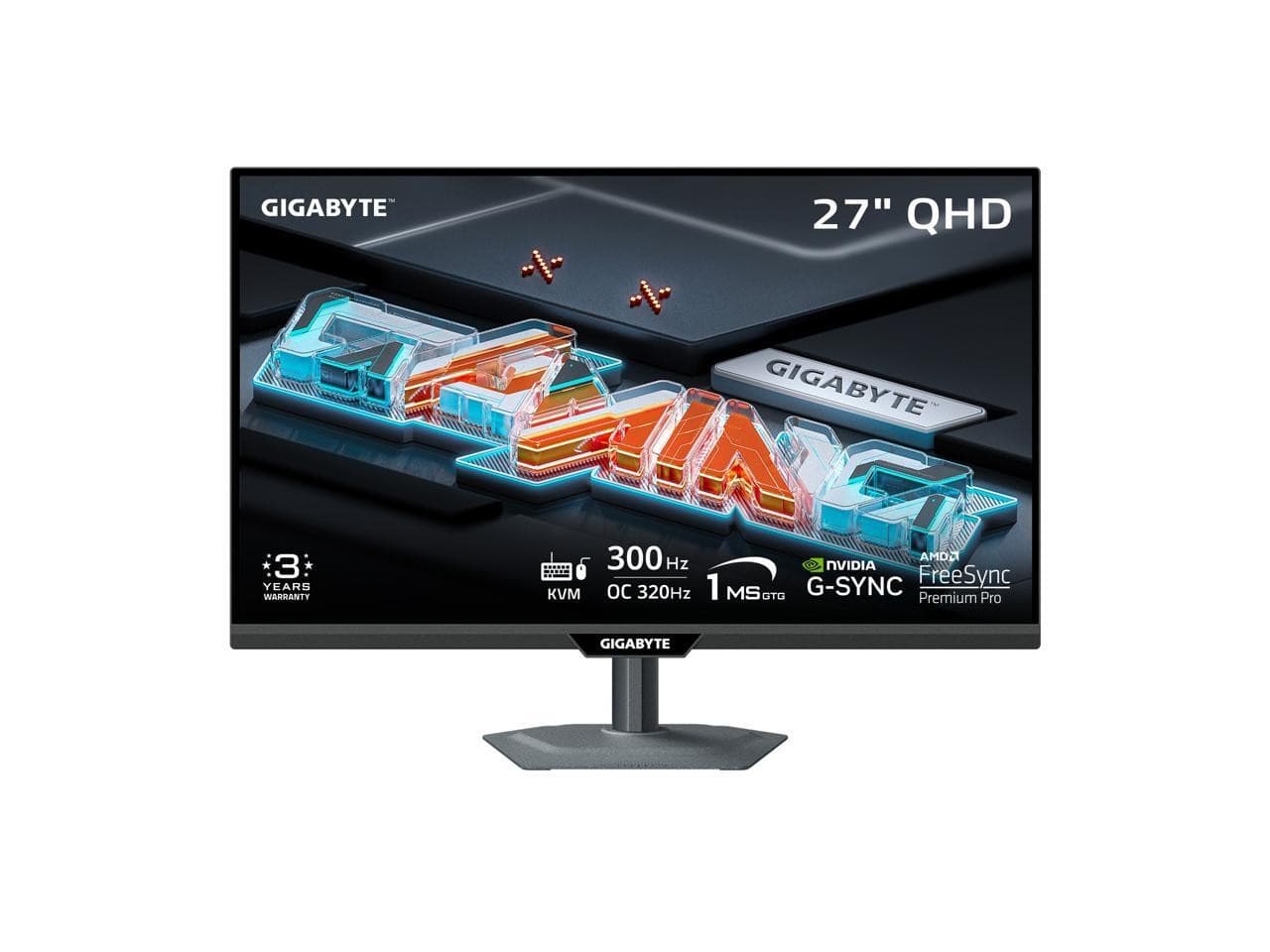 GIGABYTE 27" QHD 2K 1440P 300Hz OC 320Hz IPS AMD FreeSync Premium Pro & G-S