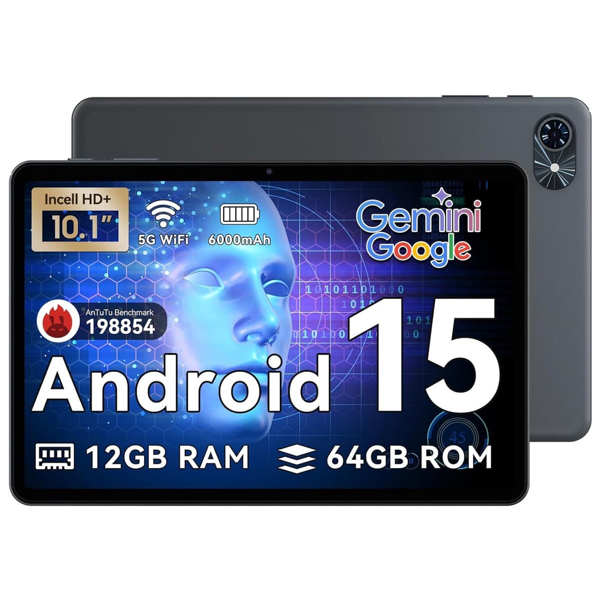 TABWEE T80 WiFi Tablet 10.1 Inch 15 6000mAh Gemni AI GPS