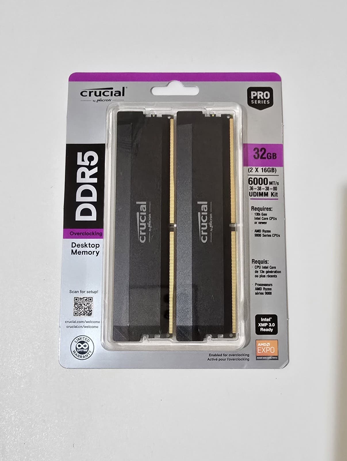 Crucial DDR5 Pro 2x16GB 6000MHz Overclocking Desktop Ram