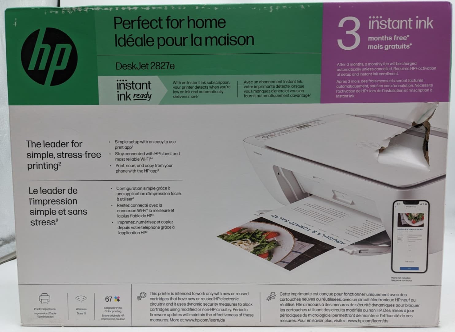 HP | DeskJet 2827e | All-in-One | Wireless Printer | Print Scan Copy