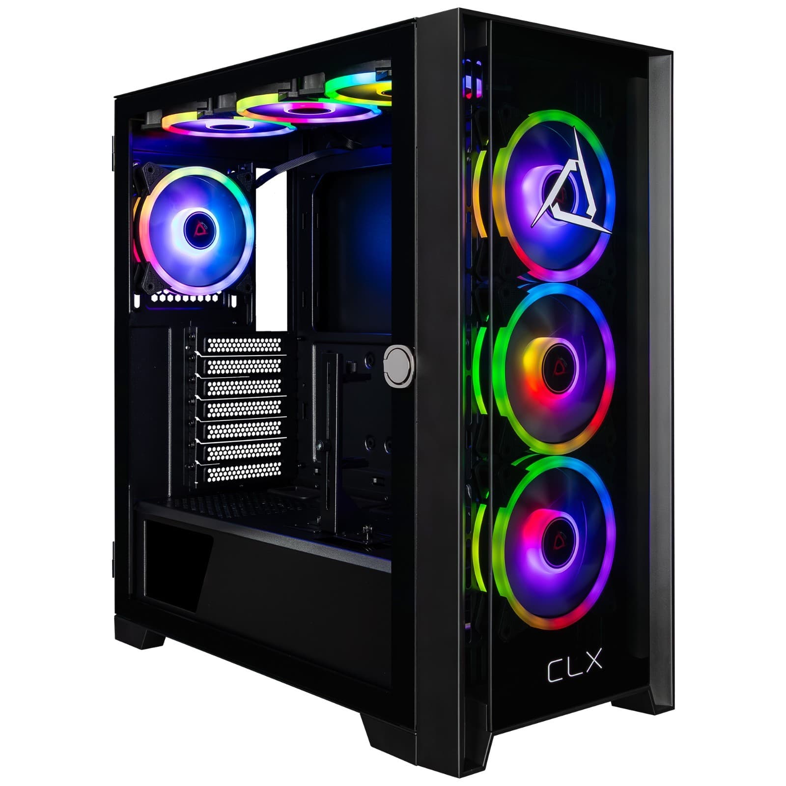 CLX Obelisk Gaming PC Case ATX E-ATX Mid Tower Tempered Glass 7 RGB Fans