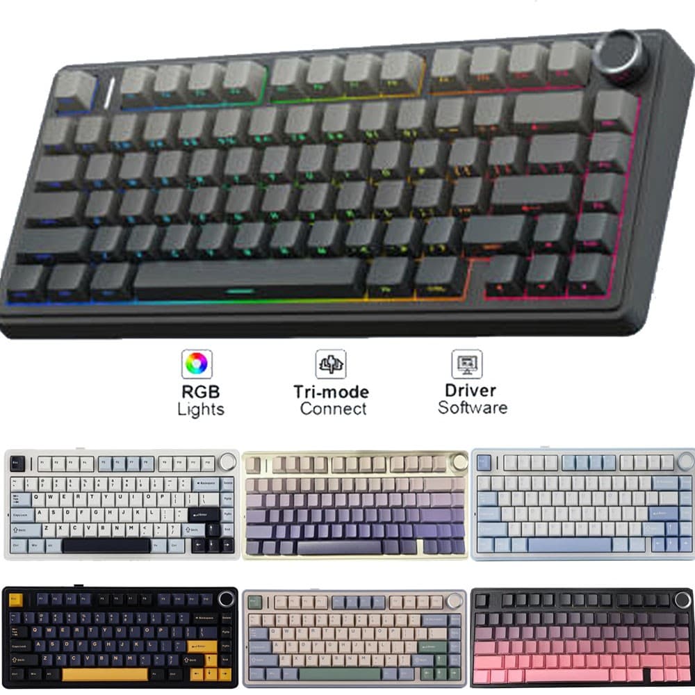 AULA F75 Wireless Gaming Keyboard Mechanical 75% Hot Swap Tri-Mode RGB Backlit