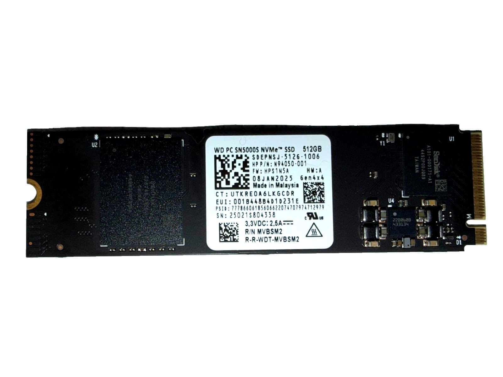Western Digital PC SN5000S NVMe M.2 SSD PCIe Gen4 [HP P N -001] Windows