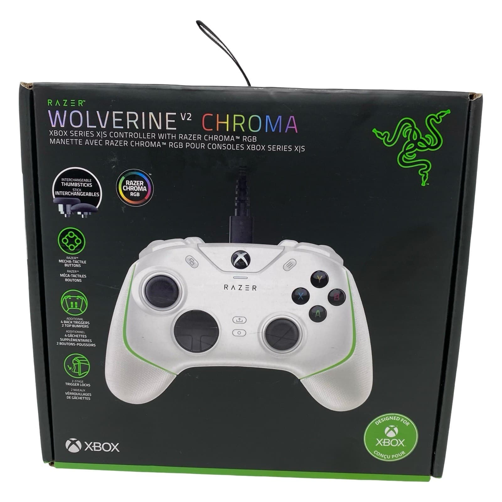 Razer Wolverine V2 Chroma Wired Gaming Controller Xbox Series X|S PC White RZ06