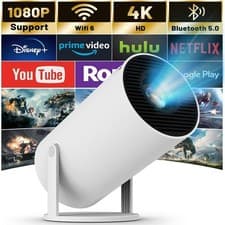 Mini Projector WIFI 6 and Bluetooth 4K 1080P 130'' Screen Movie Projector