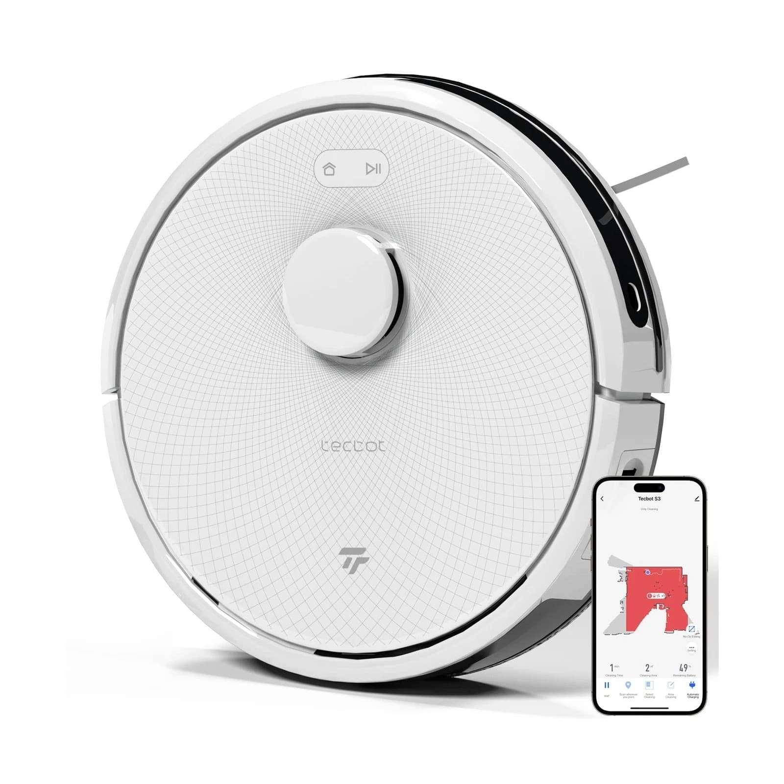 TECBOT S3 PRO Robotic Vacuum Cleaner, LiDAR Navigation, 150mins Runtime